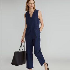 NWT Everlane Structured Cotton Jumpsuit 8 Navy